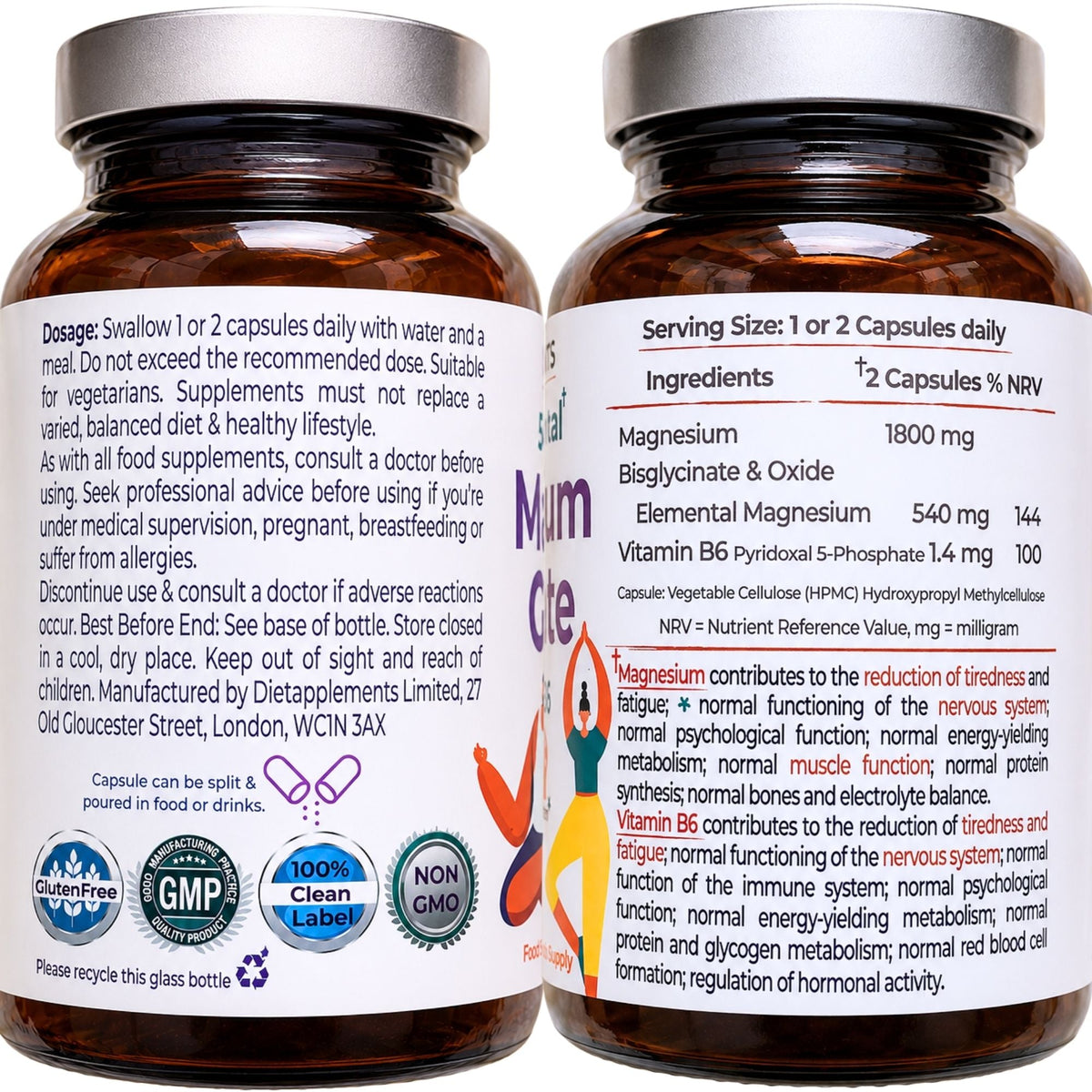 Magnesium Glycinate with Vitamin B6 – Nervous System & Sleep Support