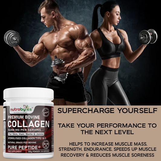 Premium Bovine Collagen Powder 10,000mg | Pure Hydrolysed Peptides Types 1 & 3 | Unflavoured