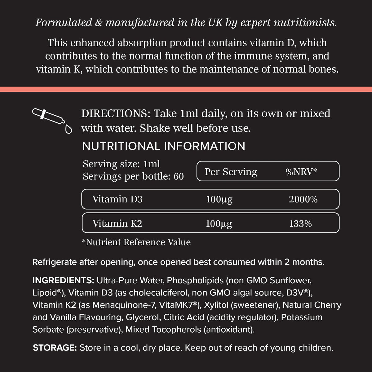Meteron Labs Liposomal Vitamin D3/K2 Liquid, 60ml