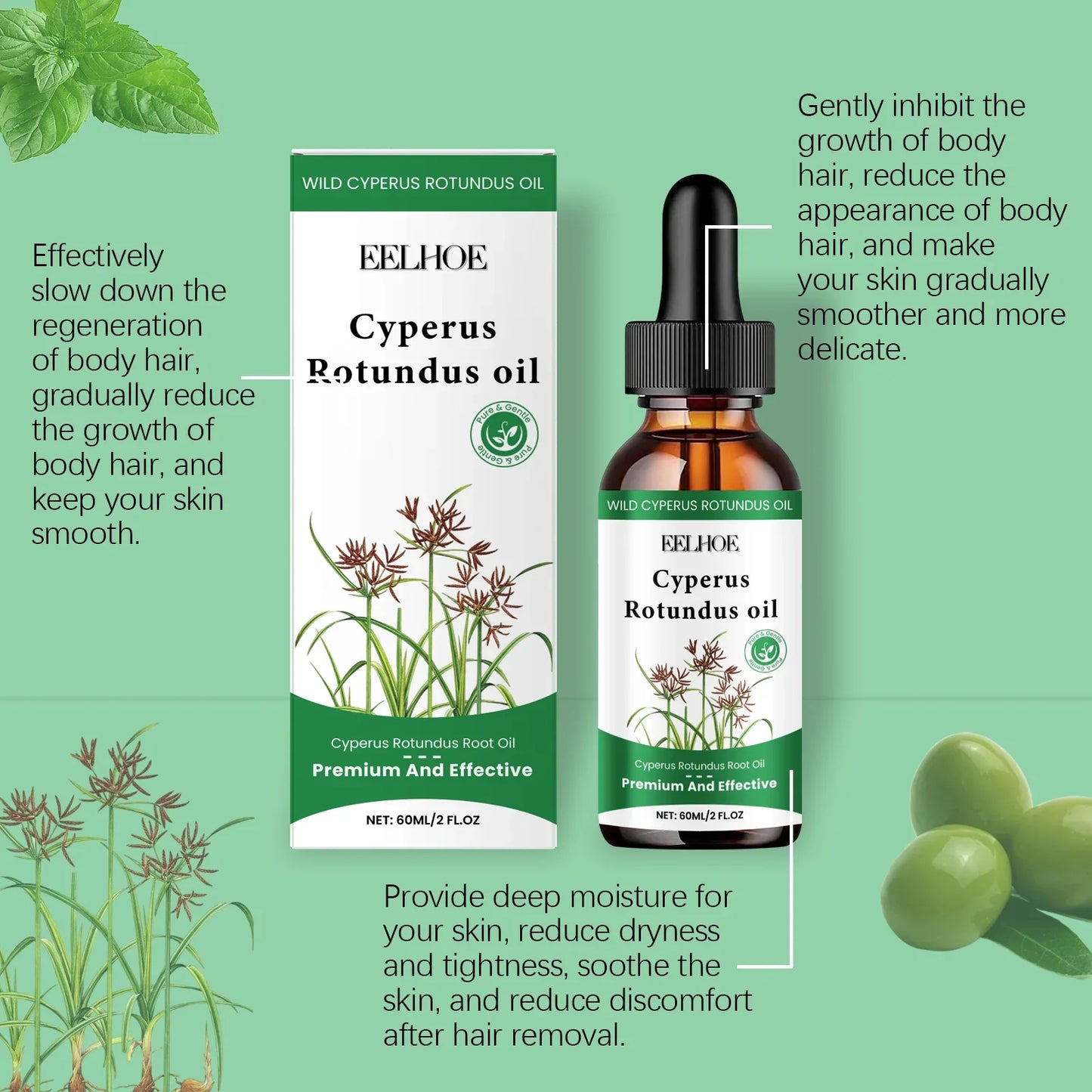 Aceite de Cyperus rotundus 60 ml - Aceite natural para el cuidado del cabello