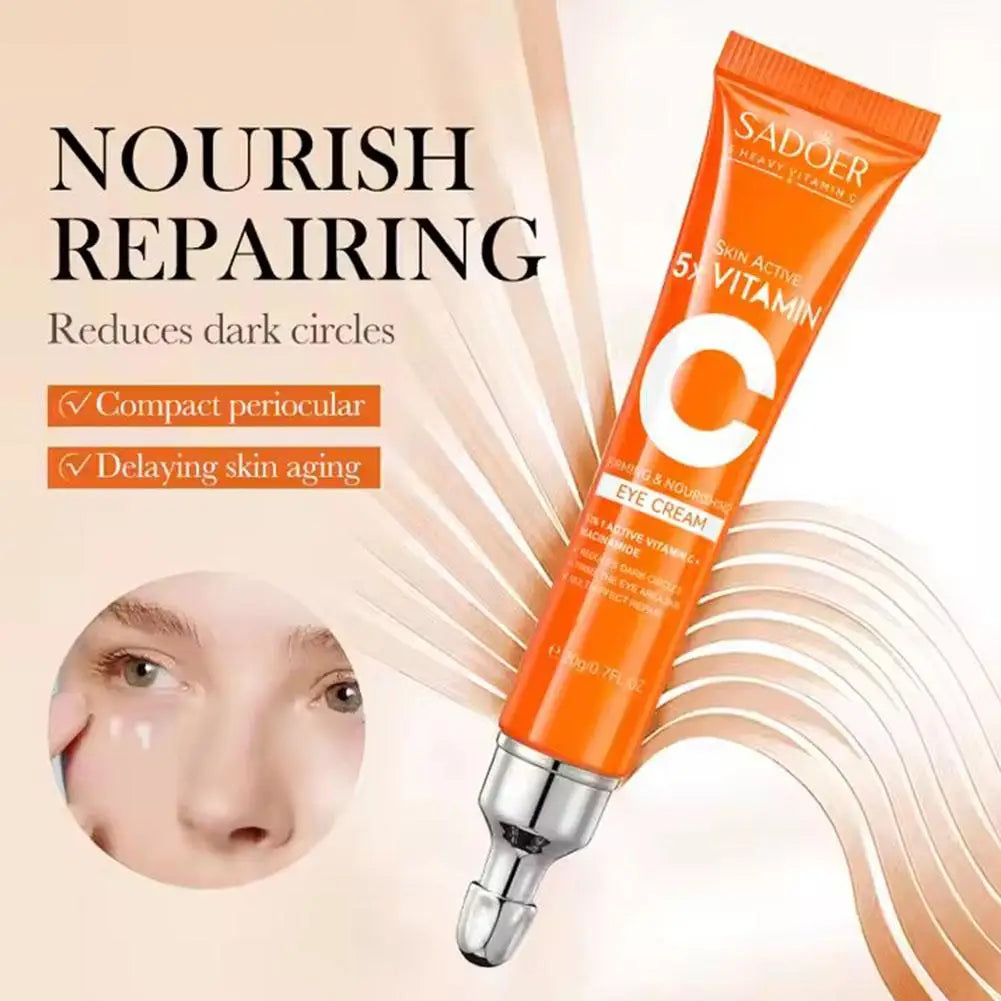 Set de cuidado de la piel con vitamina C (5 unidades): limpiador, loción, contorno de ojos y sérum facial.