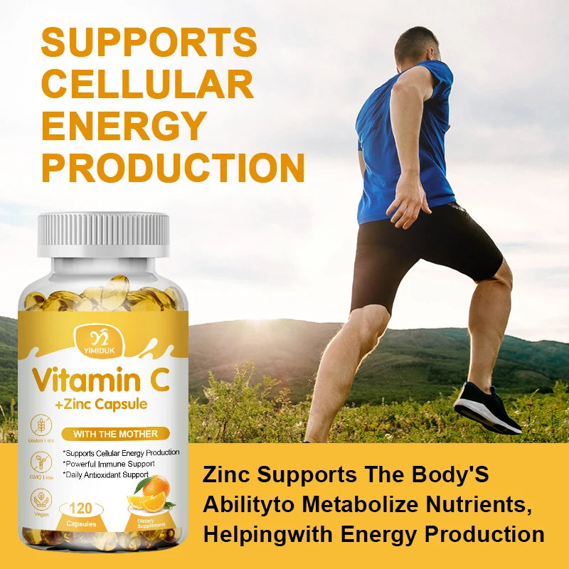 Vitamin C zinc supplement container - vitamin mineral capsules