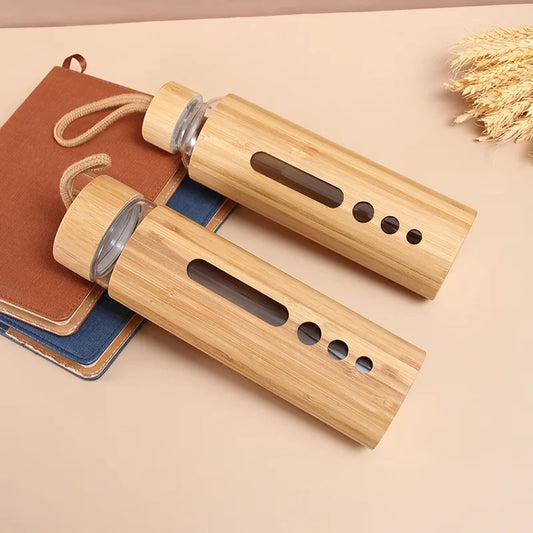500ml Glass Water Bottle with Bamboo Sleeve - Eco-Friendly Drinkware