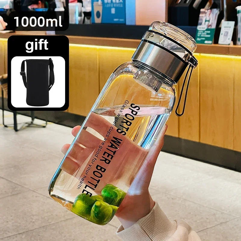 Botella de agua de vidrio de gran capacidad de 2 l: perfecta para deportes y viajes
