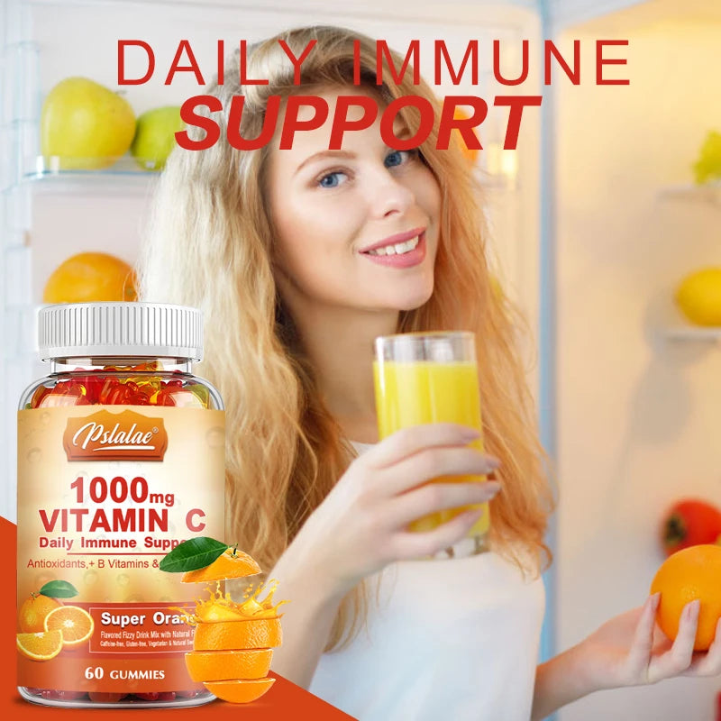 Vitamin C gummies label - orange flavored supplement ingredients
