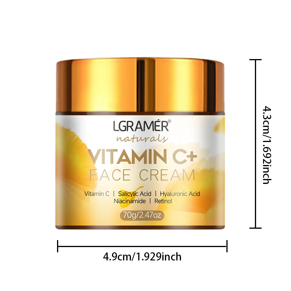 Crema facial con vitamina C, retinol y ácido hialurónico - 70 g (paquete de 3)