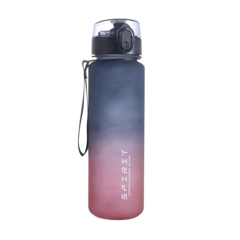 Botella deportiva de 1 litro, color degradado, portátil y a prueba de fugas.