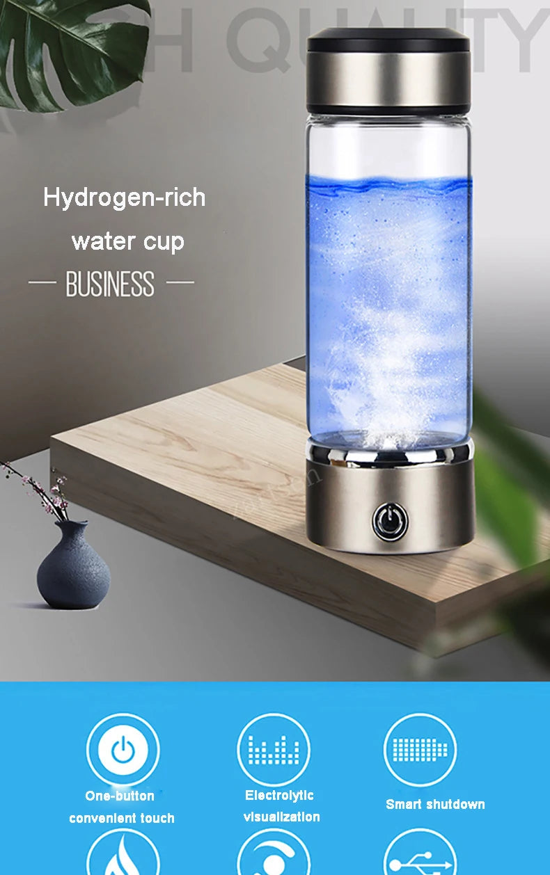 Vaso de agua hidrogenada de 420 ml: alcalina y rica en antioxidantes