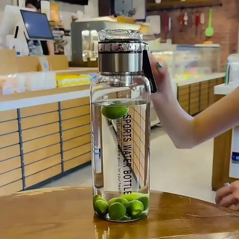 Botella de agua de vidrio de gran capacidad de 2 l: perfecta para deportes y viajes