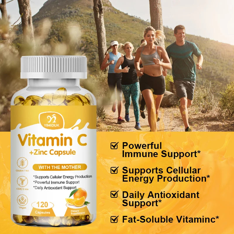 Vitamin C zinc capsules label - supplement ingredients