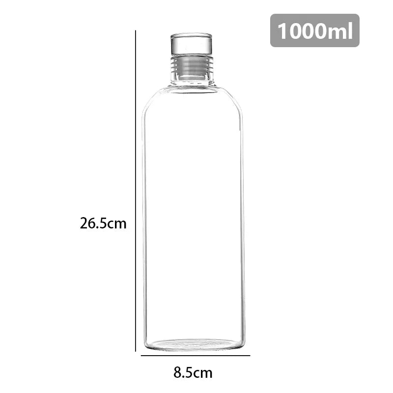 Botella de agua de vidrio con marcador de tiempo - Gran capacidad 300-1000 ml