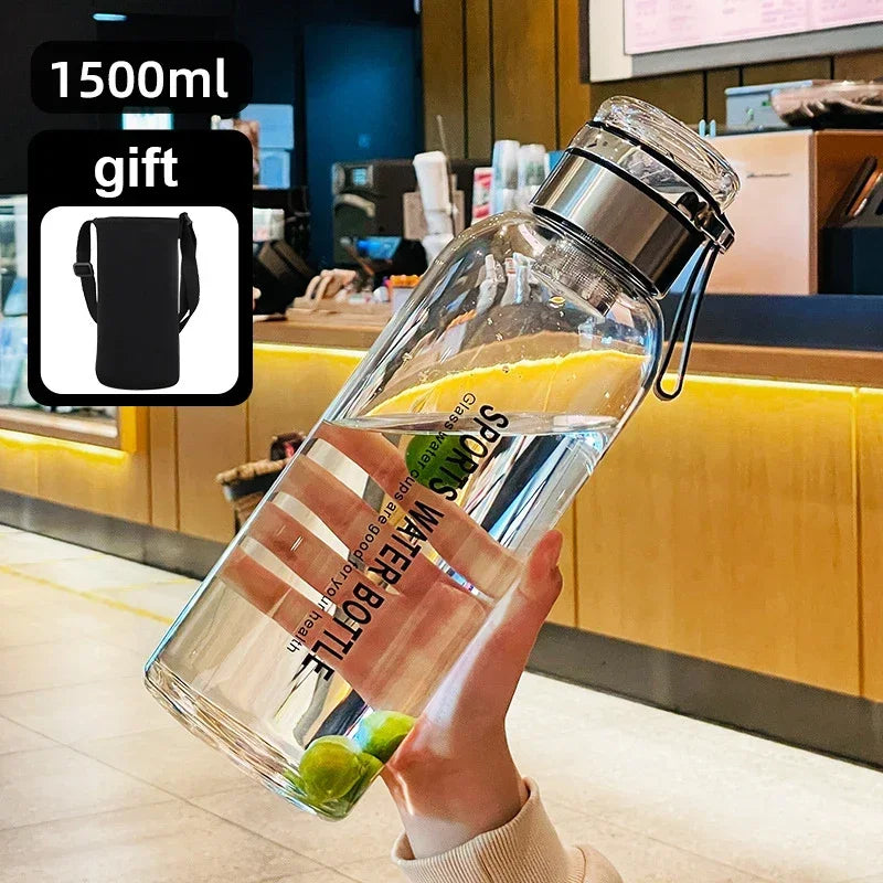 Botella de agua de vidrio de gran capacidad de 2 l: perfecta para deportes y viajes