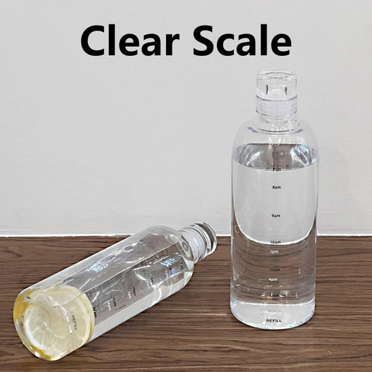 Glass Water Bottle with Time Marker - Large Capacity 300-1000ml