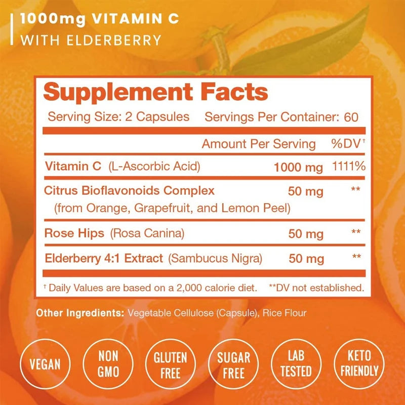Suplemento de vitamina C con saúco
