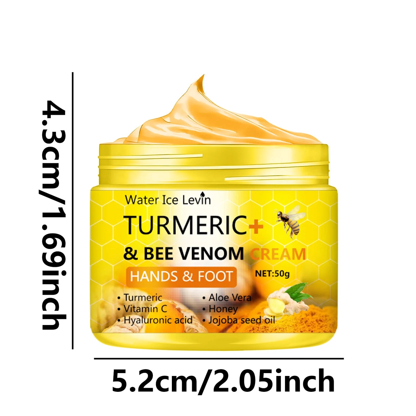 Crema para pies y manos con cúrcuma y veneno de abeja - 50 g