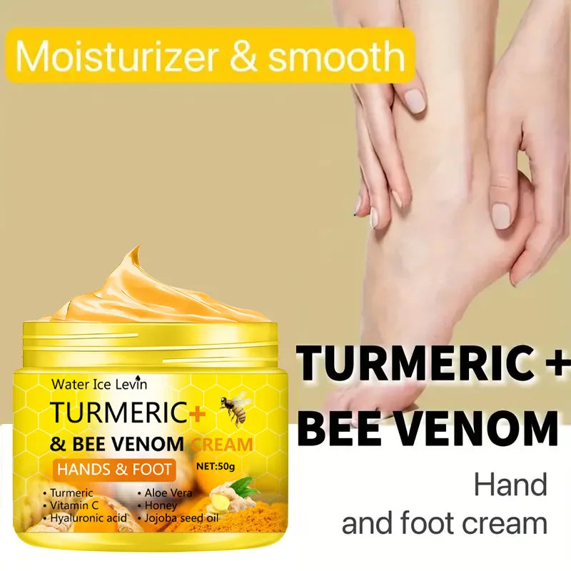 Crema para pies y manos con cúrcuma y veneno de abeja - 50 g