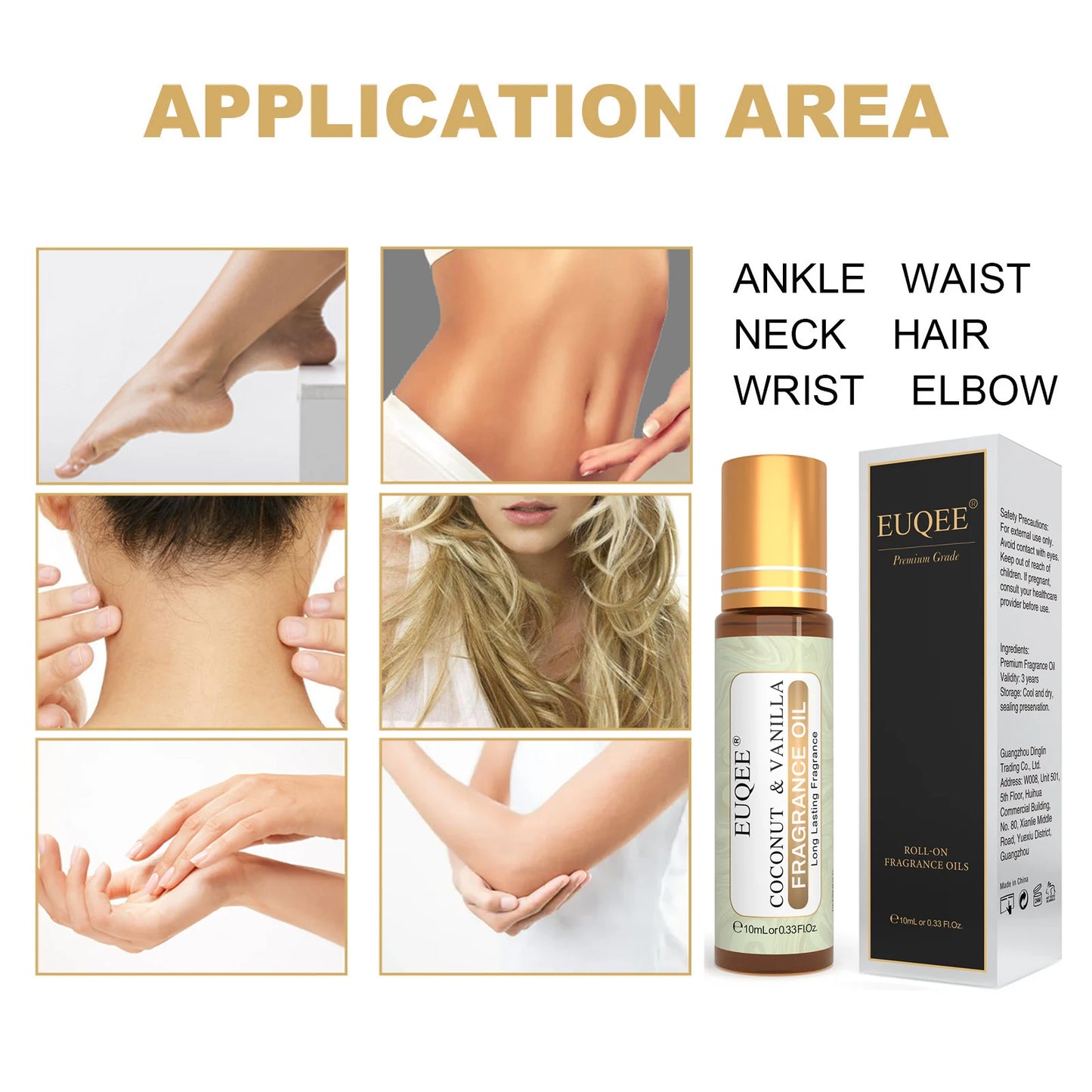 Aceite aromático roll-on de coco y vainilla (10 ml) - EUQEE