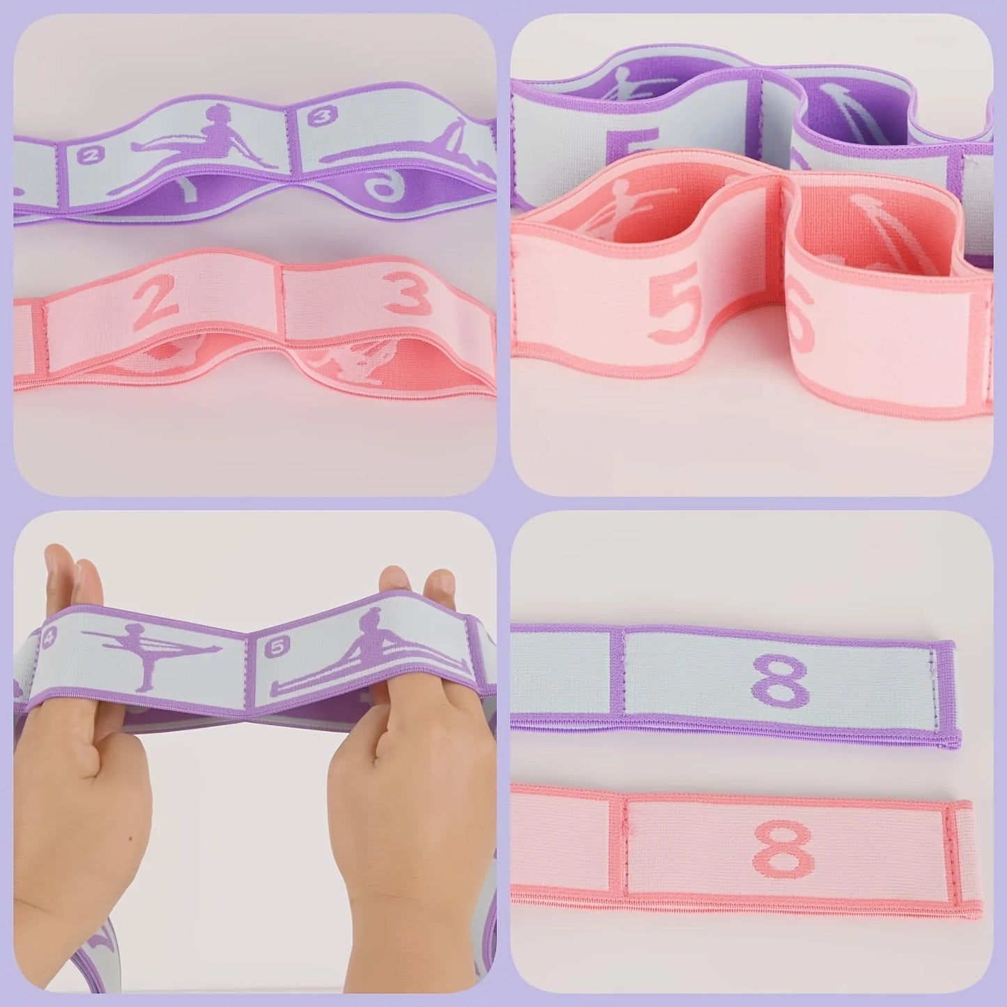 Correa elástica de yoga con bucles: banda elástica para ejercicios de baile, pilates y fitness.