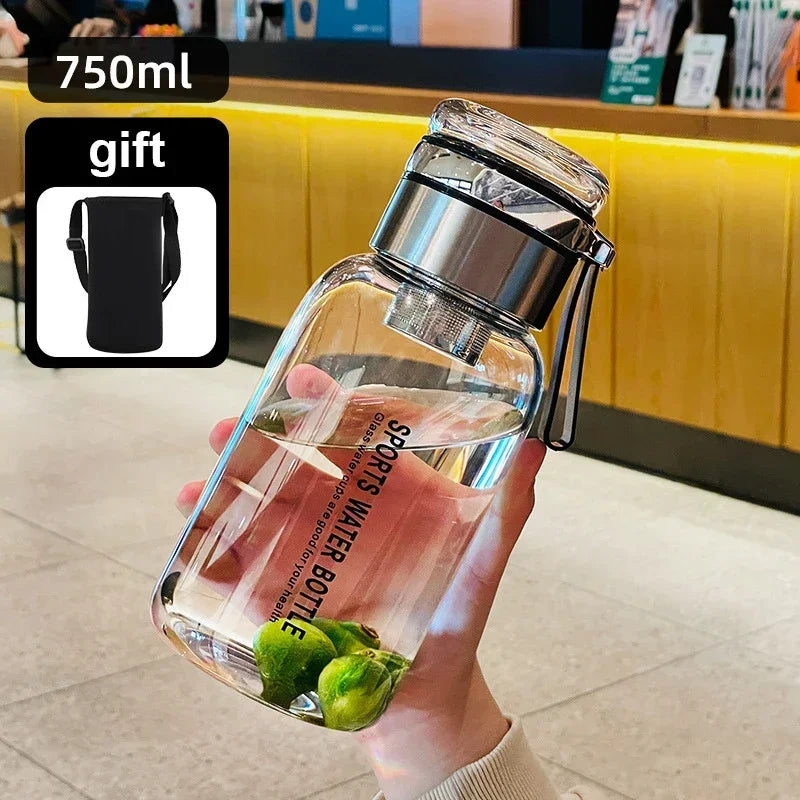 Botella de agua de vidrio de gran capacidad de 2 l: perfecta para deportes y viajes