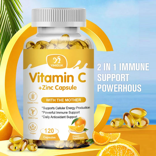 Vitamin C zinc capsules packaging - mineral vitamin complex