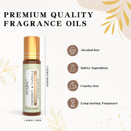 Coconut & Vanilla Roll-On Fragrance Oil 10ml - EUQEE
