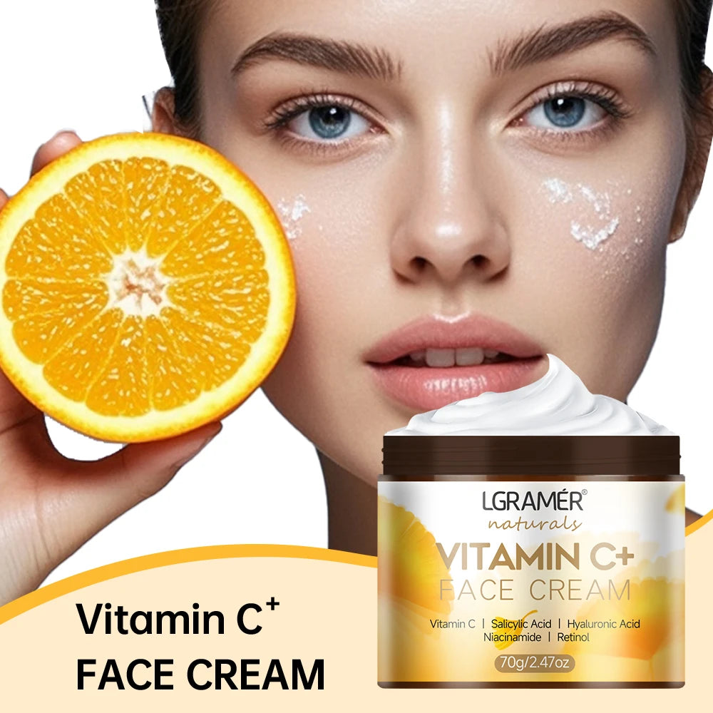 Crema facial con vitamina C, retinol y ácido hialurónico - 70 g (paquete de 3)