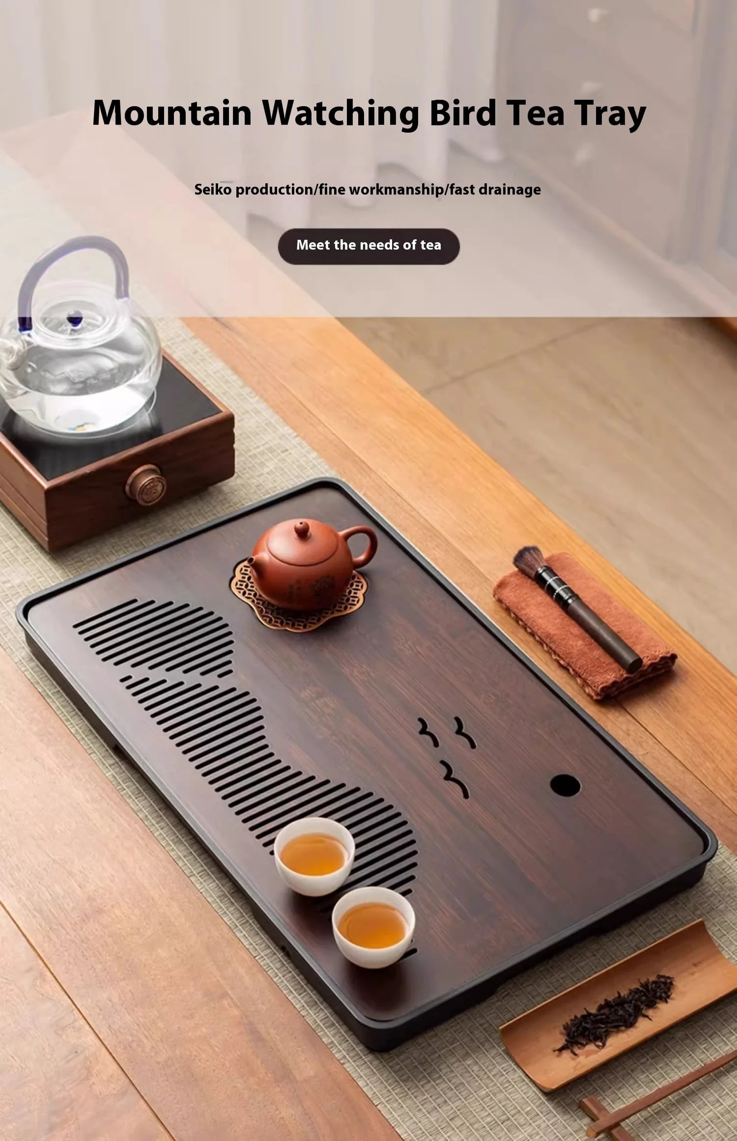 Bandeja de té Gianxi: plataforma de bambú premium para preparar té