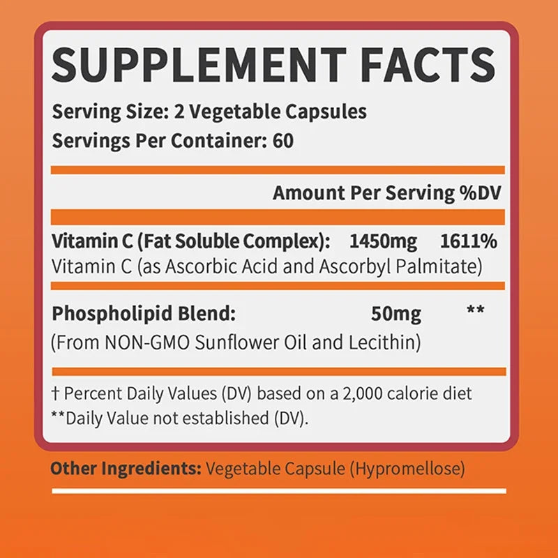 Cápsulas de vitamina C liposomal - 60 unidades