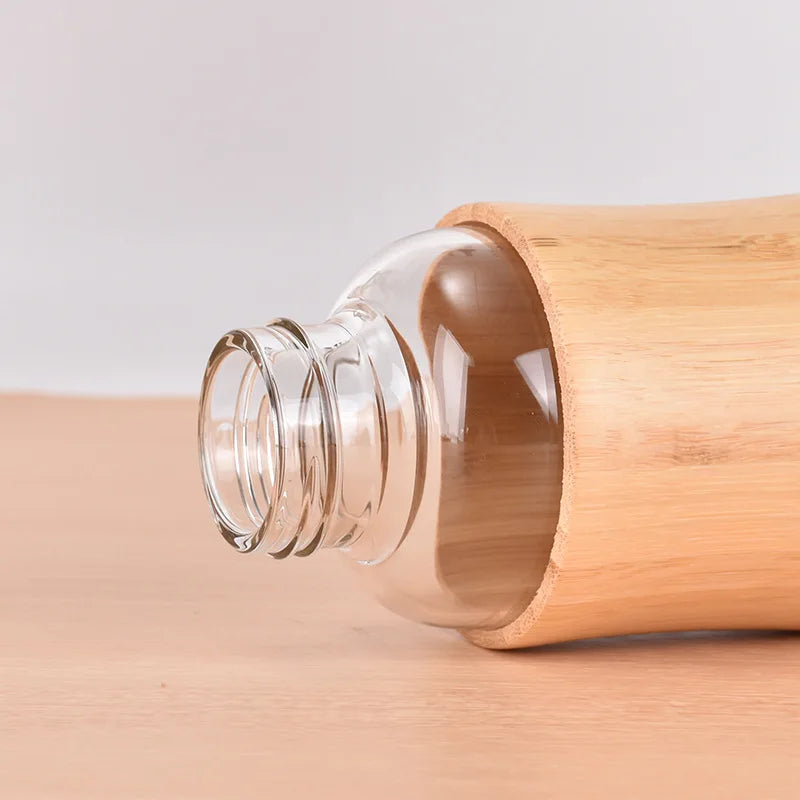 Botella de agua de vidrio de 500 ml con funda de bambú - Artículos ecológicos
