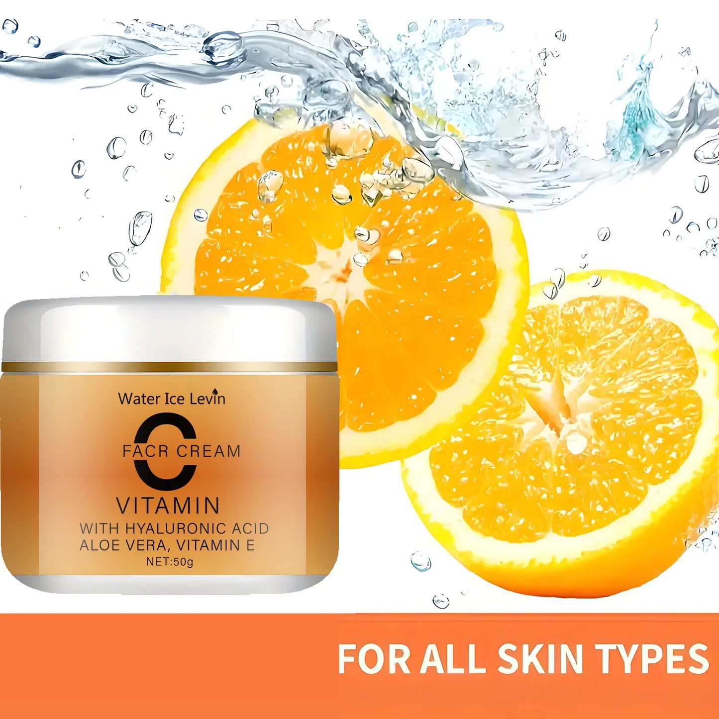 Crema facial con vitamina C, ácido hialurónico, aloe vera y vitamina E
