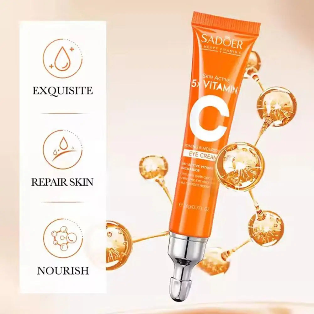 Set de cuidado de la piel con vitamina C (5 unidades): limpiador, loción, contorno de ojos y sérum facial.