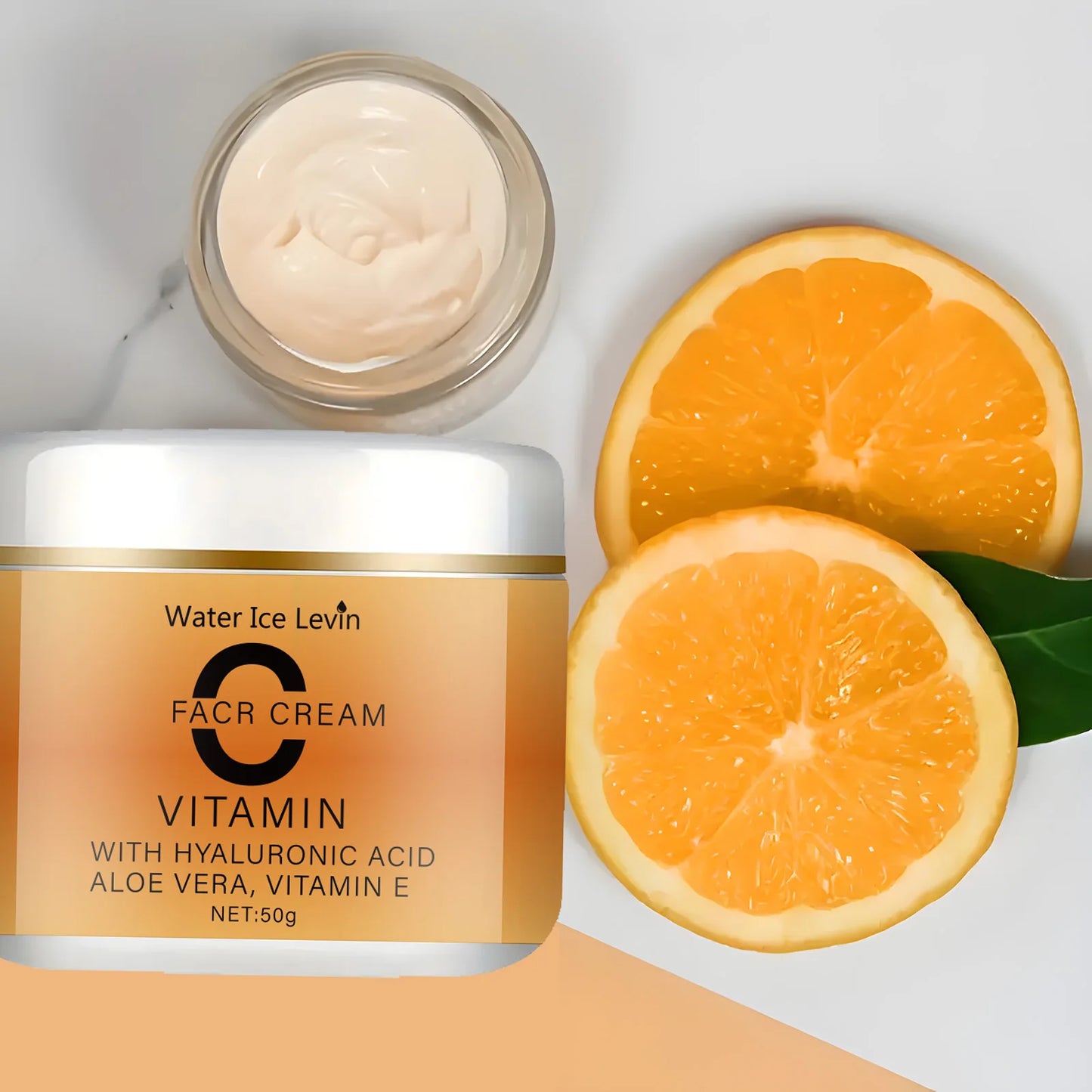 Crema facial con vitamina C, ácido hialurónico, aloe vera y vitamina E