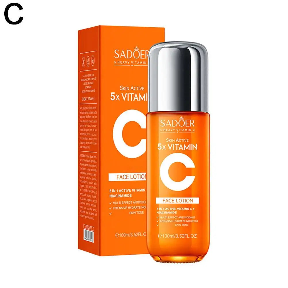 Set de cuidado de la piel con vitamina C (5 unidades): limpiador, loción, contorno de ojos y sérum facial.