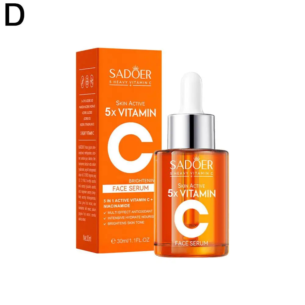 Set de cuidado de la piel con vitamina C (5 unidades): limpiador, loción, contorno de ojos y sérum facial.