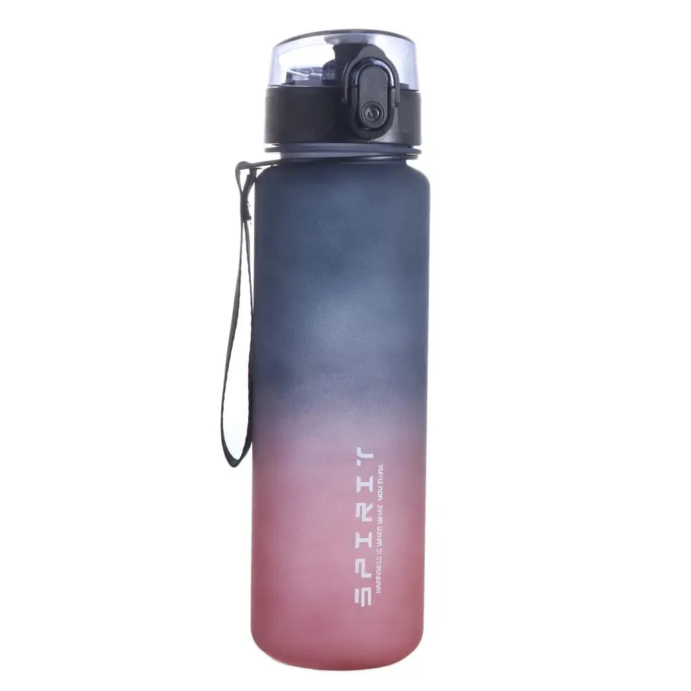Botella deportiva de 1 litro, color degradado, portátil y a prueba de fugas.