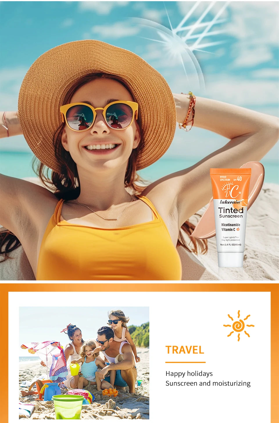 Protector solar hidratante con color FPS 40 con vitamina C - 40 ml