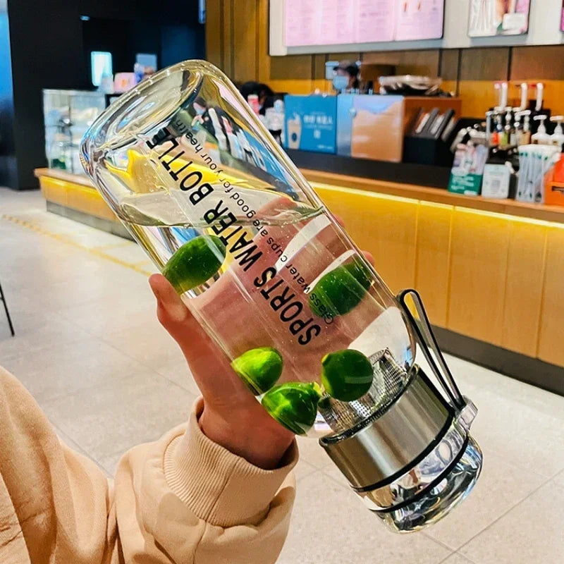 Botella de agua de vidrio de gran capacidad de 2 l: perfecta para deportes y viajes