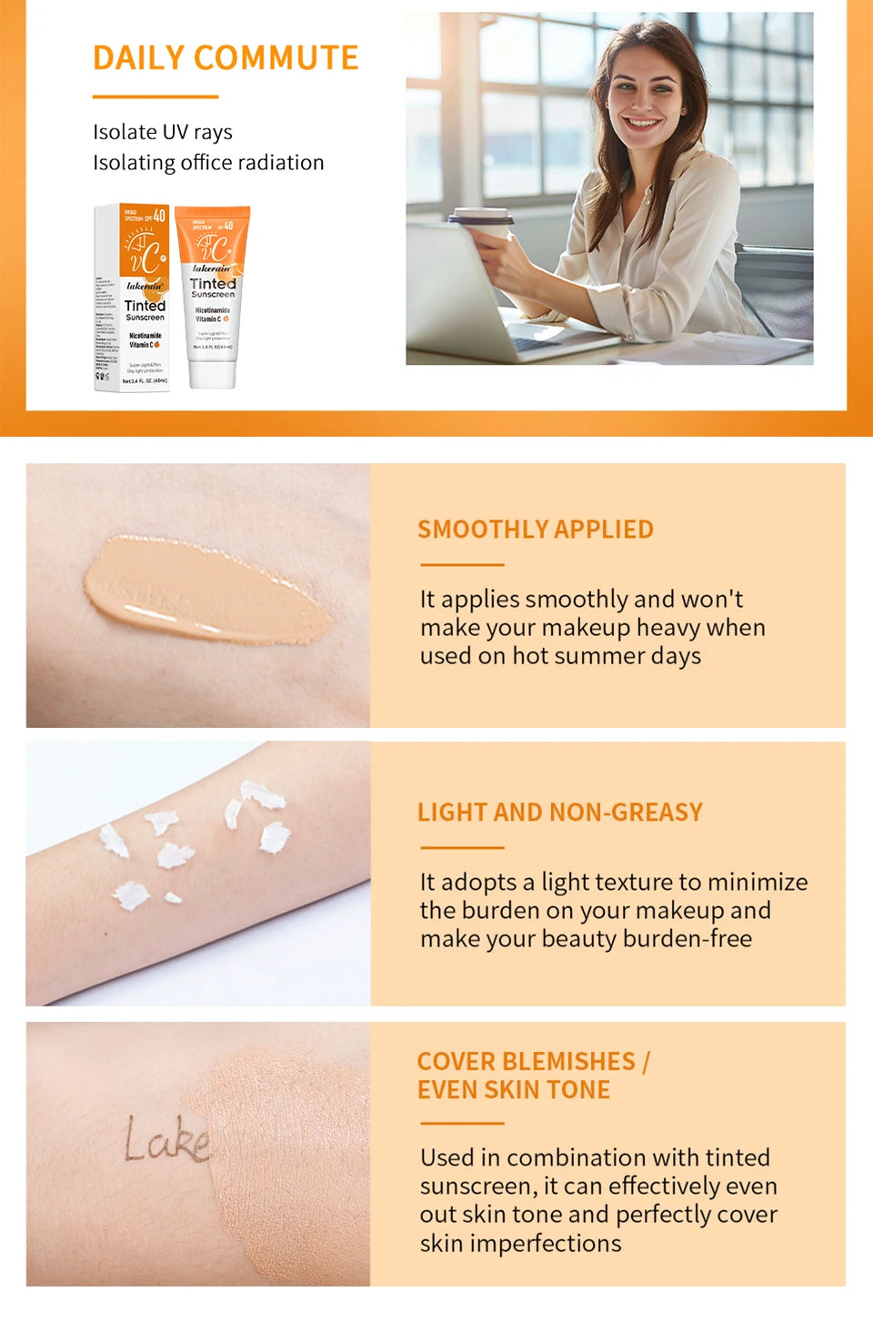 Protector solar hidratante con color FPS 40 con vitamina C - 40 ml