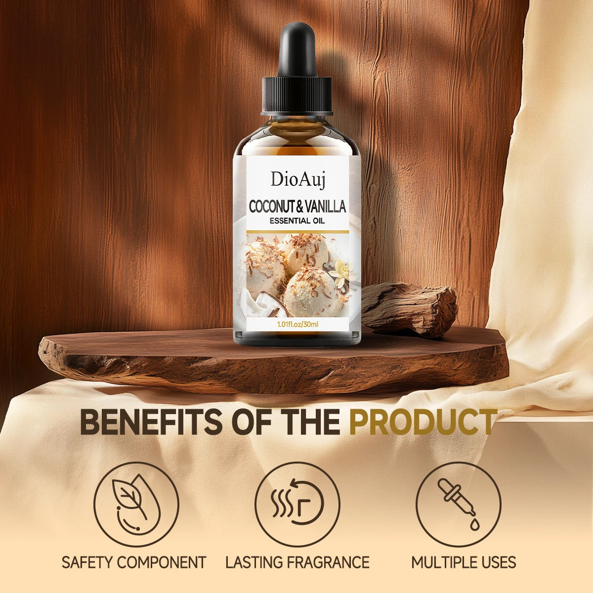 Aceite esencial de coco y vainilla DioAuj: aceite vegetal multiusos
