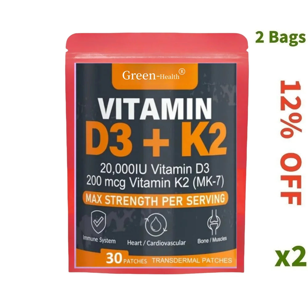 Parches transdérmicos de vitamina D3 y K2 - 30 unidades