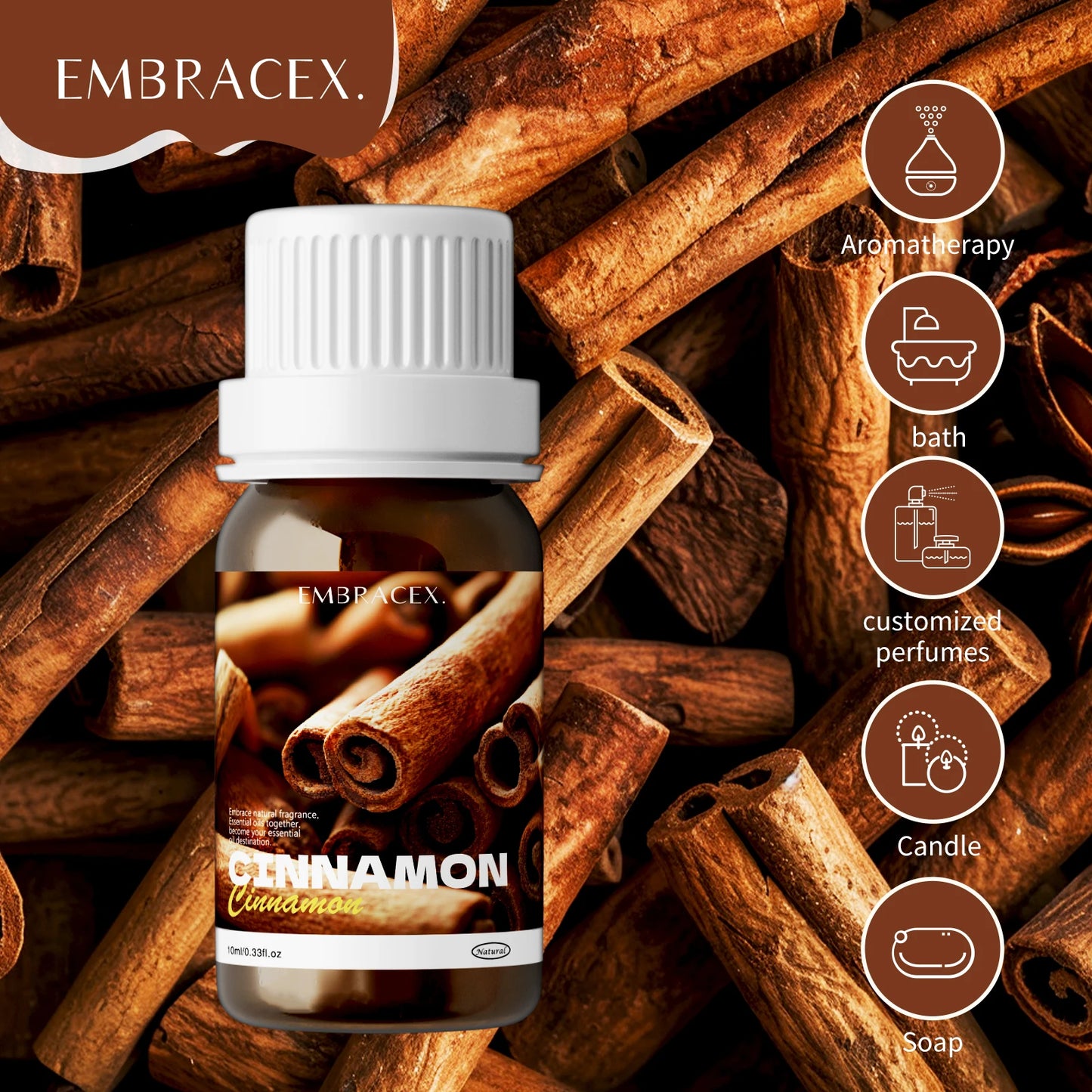 Aceite esencial de canela 10 ml - Aceite de corteza de canela 100 % natural