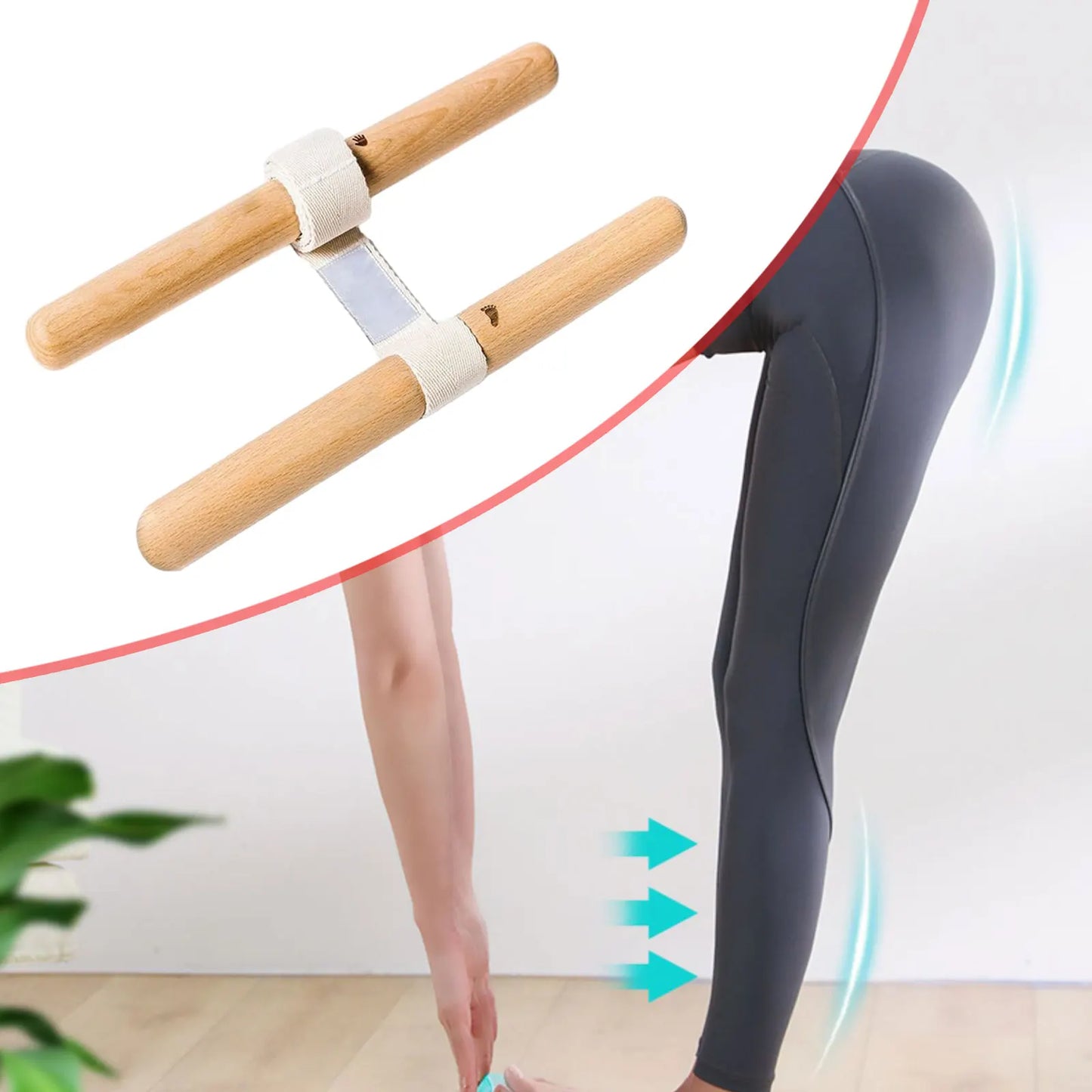 Correa de estiramiento con mango de madera - Estiramiento de pies y pantorrillas para yoga