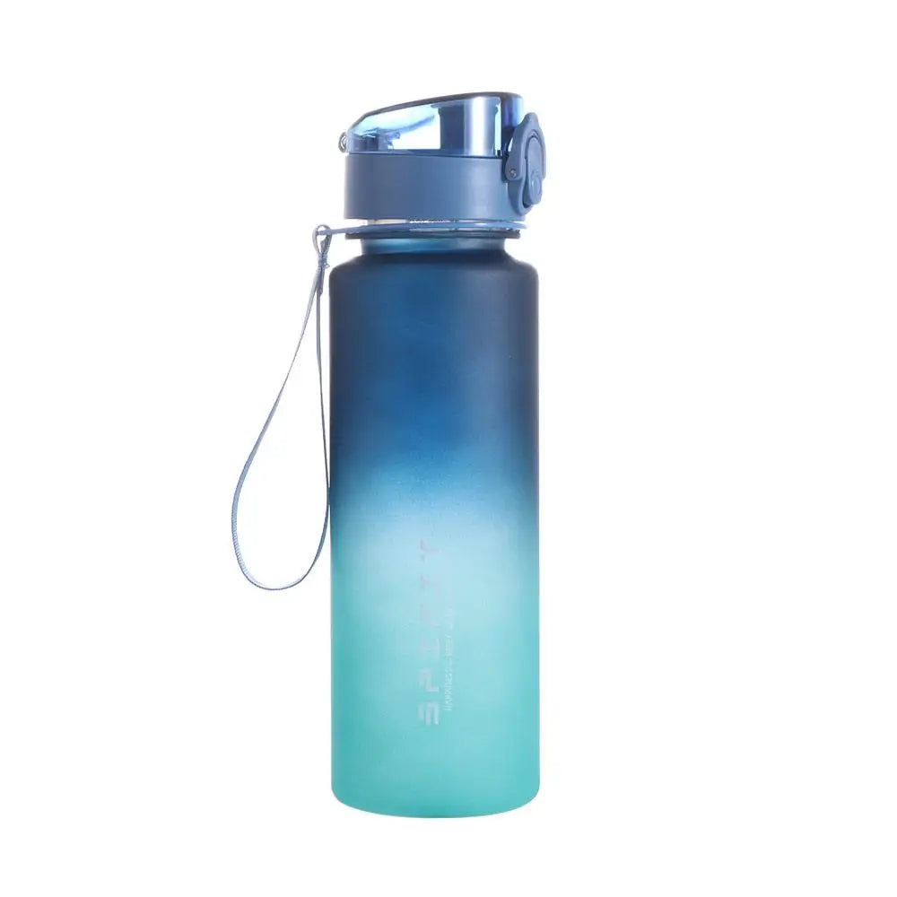 Botella deportiva de 1 litro, color degradado, portátil y a prueba de fugas.