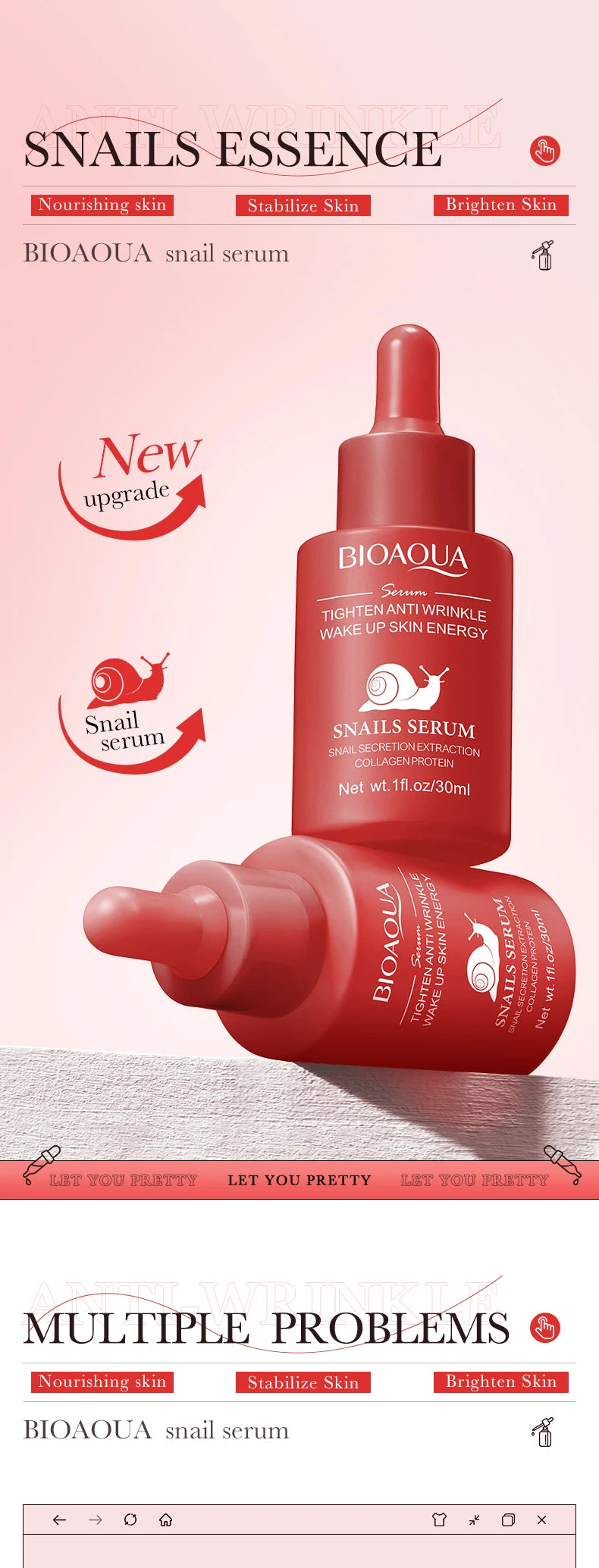 Sérum BIOAQUA con vitamina C, retinol y ácido hialurónico | Esencia facial premium