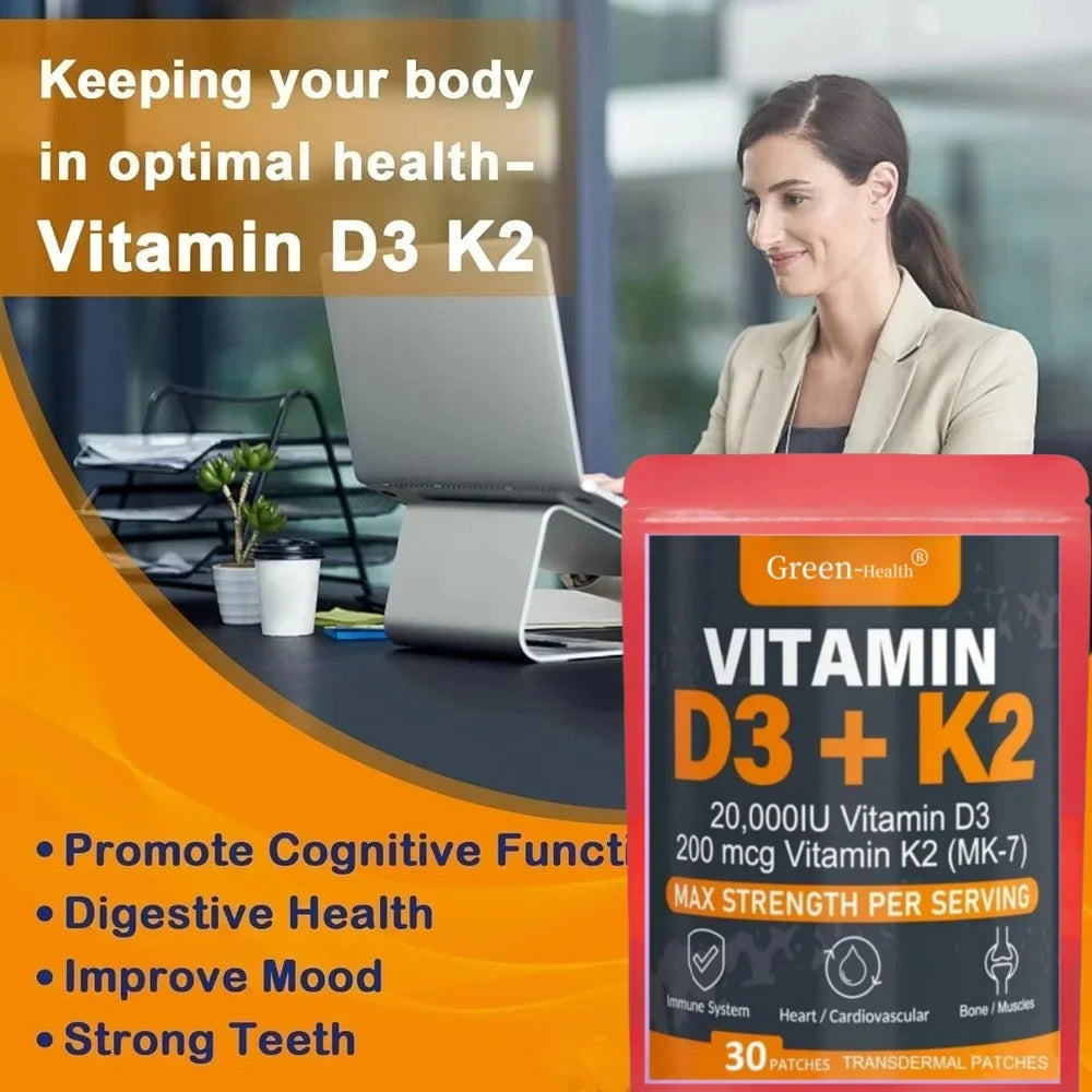 Parches transdérmicos de vitamina D3 y K2 - 30 unidades