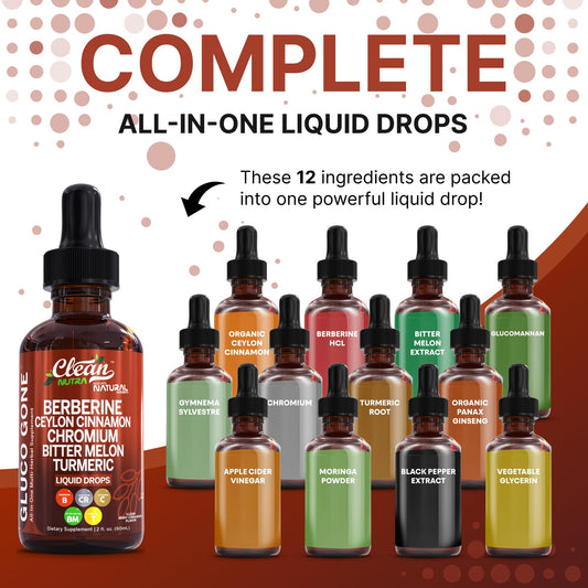 Clean Nutra Berberine & Cinnamon Liquid Drops with Moringa, 2oz