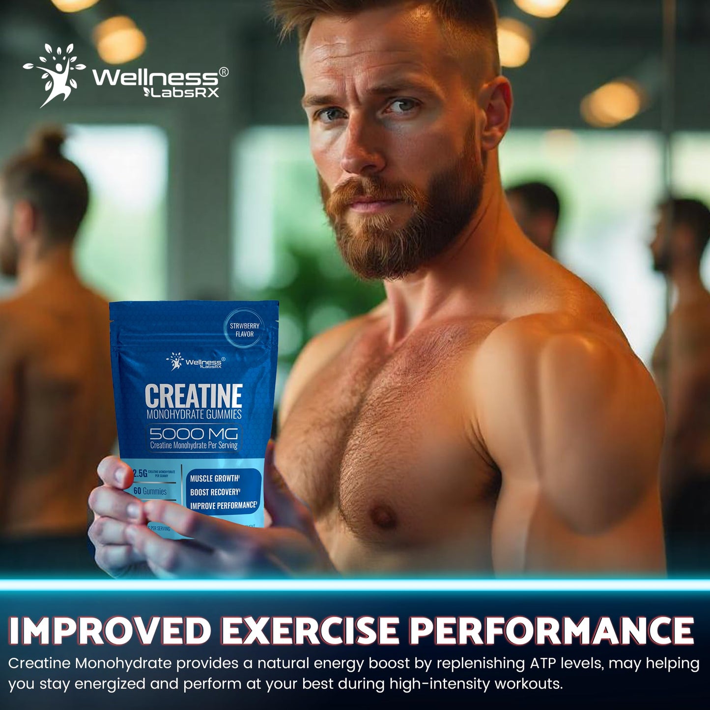 Creatine Gummies 5000mg – Strawberry Monohydrate 30 Servings