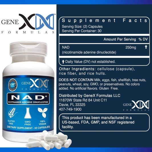 Genex NAD+ 250mg – 60 Capsules | Actual NAD+ Not a Precursor