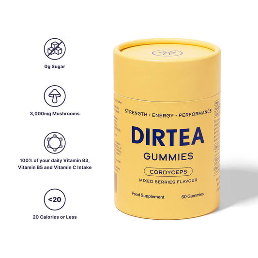 DIRTEA Cordyceps Performance Gummies — Mixed Berries, 60ct