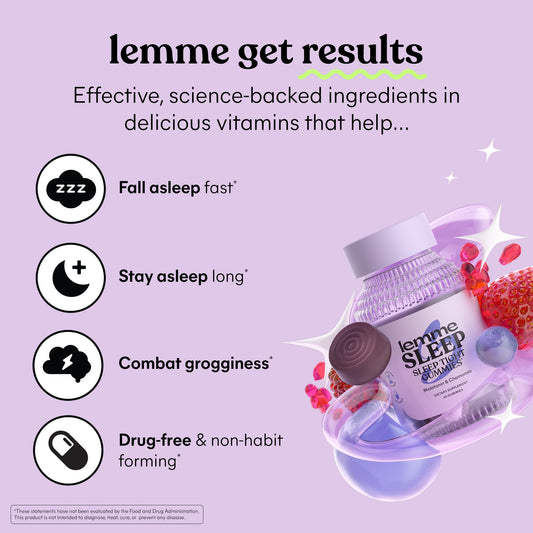 Lemme Sleep Gummies – 5mg Melatonin, Magnesium & L-Theanine Berry 60 Count